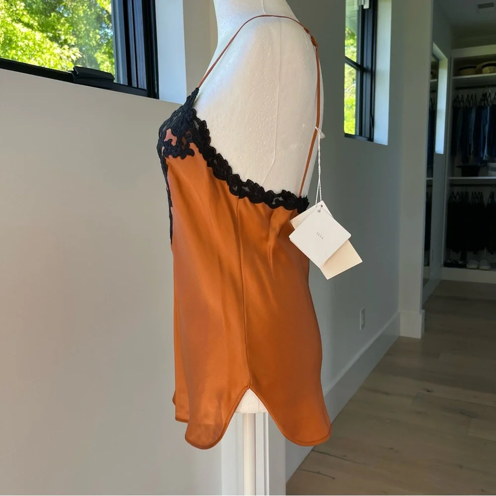 La Perla Maison Silk Orange Black Camisole Cami Tank NWT - Picture 5 of 10